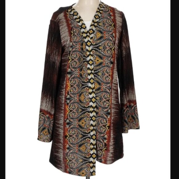 Susan Graver Stretch Textured Knit Long Sleeve Open Front Cardigan Jacket Sz L - Picture 1 of 9